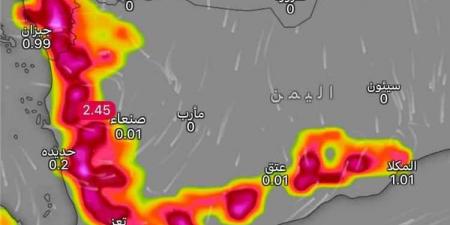 تعز على رأس القائمة.. خريطة أمطار غزيرة تتجه نحو اليمن غداً والأرصاد تحذر
