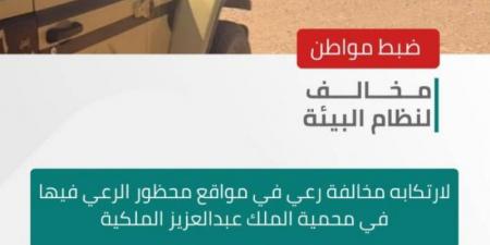 الأمن البيئي يضبط مخالفًا لارتكابه مخالفة الرعي بمواقع محظورة في محمية الملك عبدالعزيز