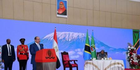 الرئيس السيسى في منتدى الأعمال المصرى التنزانى: توافقنا على مشروعات لتطوير الموانئ والربط البحري والسككي