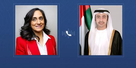 عبدالله بن زايد يبحث هاتفياً مع وزيرة خارجية كندا العلاقات الثنائية