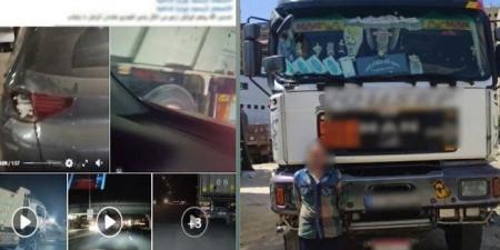 ضبط قائد سيارة نقل منتهية التراخيص بعد واقعة اصطدام موثقة بالفيديو