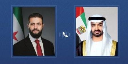 رئيس الدولة والرئيس السوري يبحثان خلال اتصال هاتفي علاقات التعاون والتطورات الإقليمية