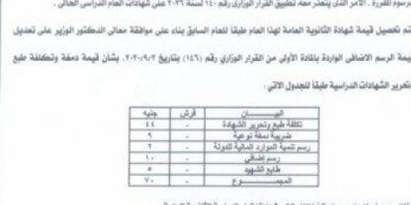 رسوم تسليم شهادات الثانوية العامة 2026.. التعليم تحدد القيمة الرسمية