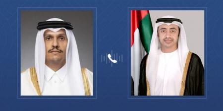 عبدالله بن زايد ورئيس مجلس الوزراء وزير خارجية قطر يبحثان التطورات الإقليمية
