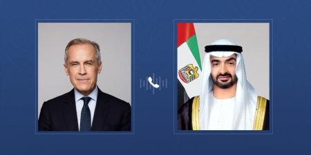 رئيس الدولة ورئيس وزراء كندا يبحثان خلال اتصال هاتفي تعزيز علاقات التعاون بين البلدين والتطورات الإقليمية