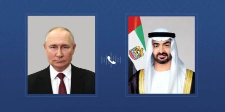رئيس الدولة والرئيس الروسي يبحثان خلال اتصال هاتفي علاقات التعاون بين البلدين والتطورات الإقليمية والدولية