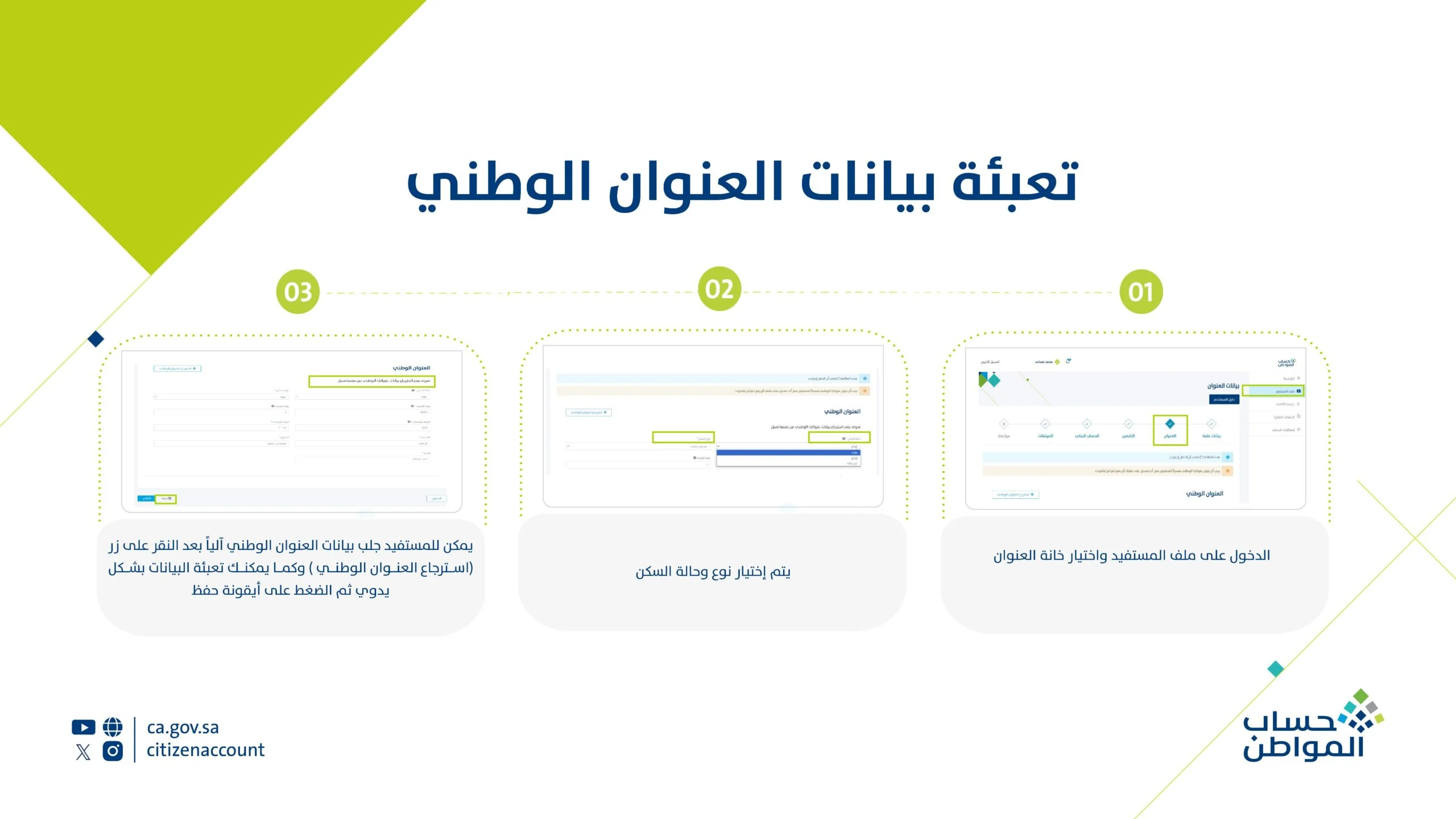 برنامج حساب المواطن يوضح طريقة تعبئة بيانات العنوان الوطني