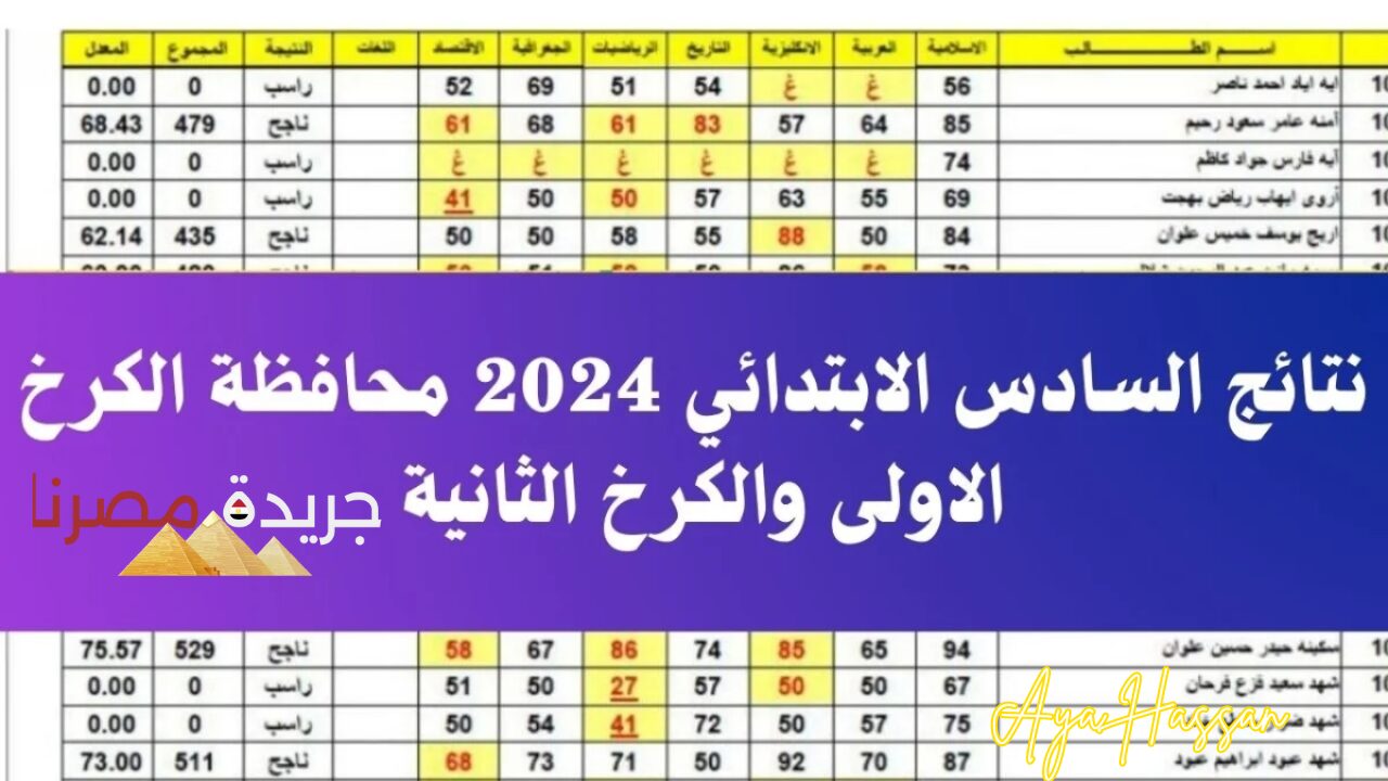 بالاسم والرقم الامتحاني.. احصل عن نتيجة الصف السادس الابتدائي الكرخ الثالثة الدور الأول 2024 الآن