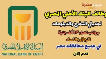 احصل على وظيفة احلامك في البنك الأهلي المصري