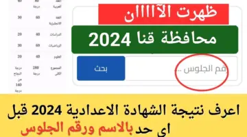 رابط الاستعلام الرسمي عن نتيجة الإعدادية الفصل الدراسي الثاني 2024 في محافظة قنا
