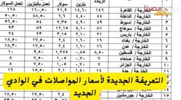 التعريفة الجديدة لأسعار المواصلات في الوادي الجديد 20240726 194107 ٠٠٠٠