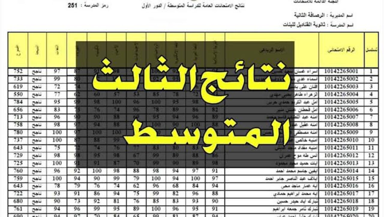 رابط استعلام نتائج الثالث متوسط دور ثالث 2024