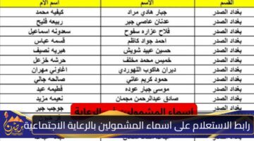 رابط الاستعلام على اسماء المشمولين بالرعاية الاجتماعية