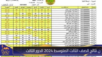 ن نتائج الصف الثالث المتوسط 2024 الدور الثالث