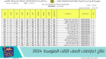 نتائج اعتراضات الصف الثالث المتوسط 2024.jpg