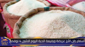 أسعار طن الأرز عريضة ورفيعة الحبة اليوم الاثنين 4 نوفمبر